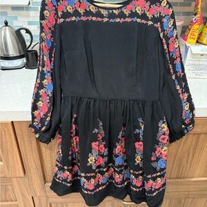 Free People Woman’s Floral Black Dress